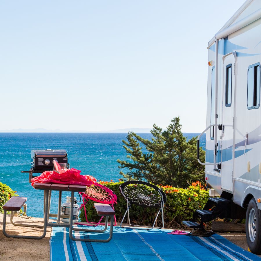 Rv parked at the beach